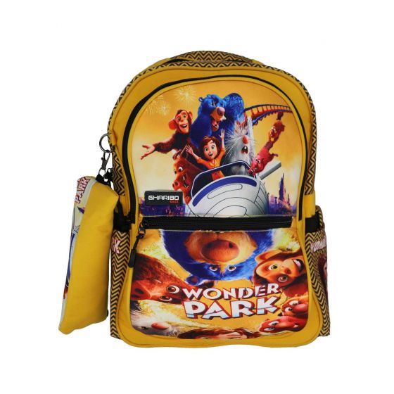 Gharibo Bags School Backpack With Pencil Case For Kids, Wonder Park Pattern - Yellow