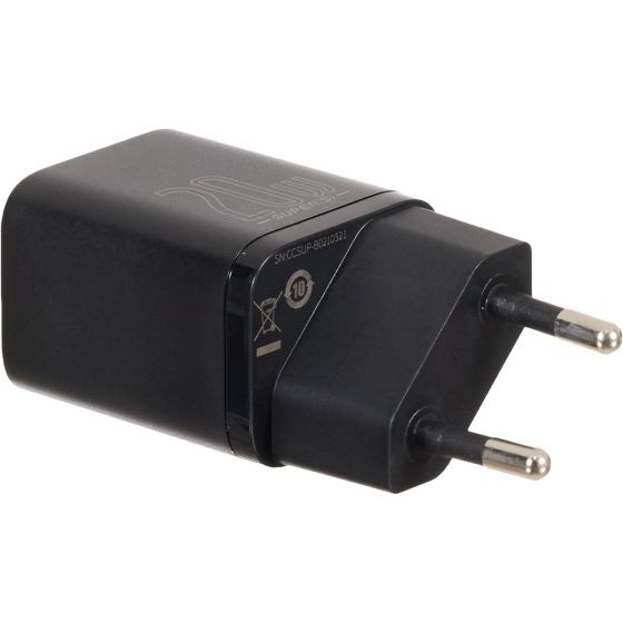 شاحن باسيوس  سريع Super Si، قدرة 20 وات، منفذ USB-C،  اسود - ‎CCSUP-B01