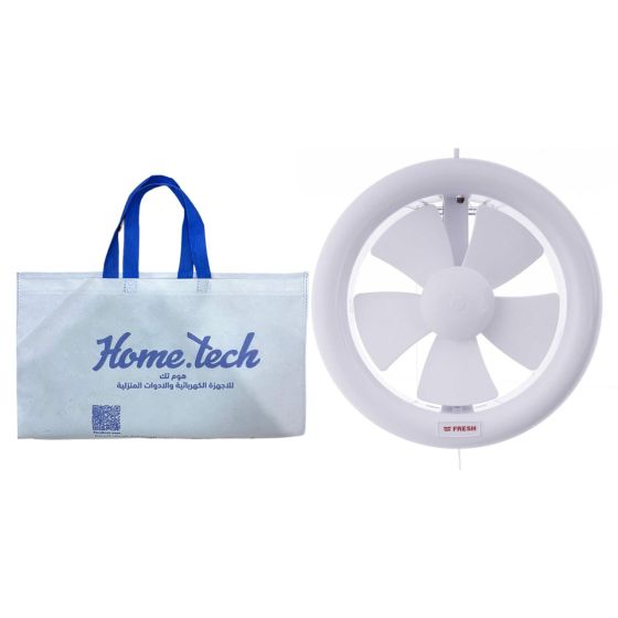 Fresh Glass Ventilating Fan, 20 cm, White - 500004529 with Gift Bag