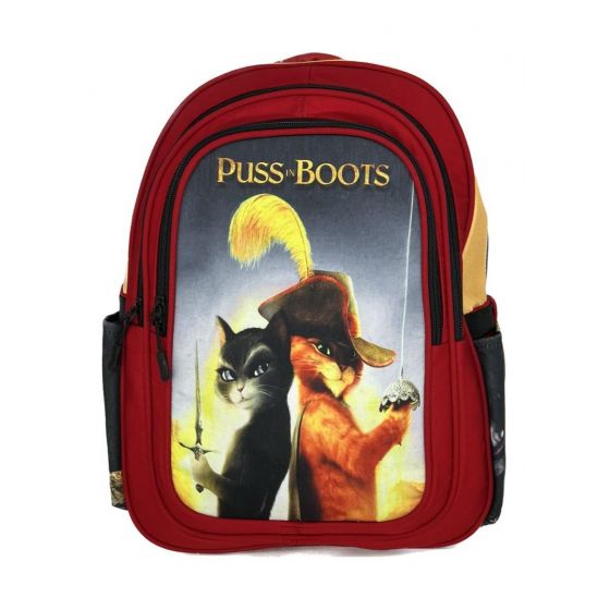 Gharibo Bags School Backpack For Boys, Puss in Boots Pattern - Dark Red