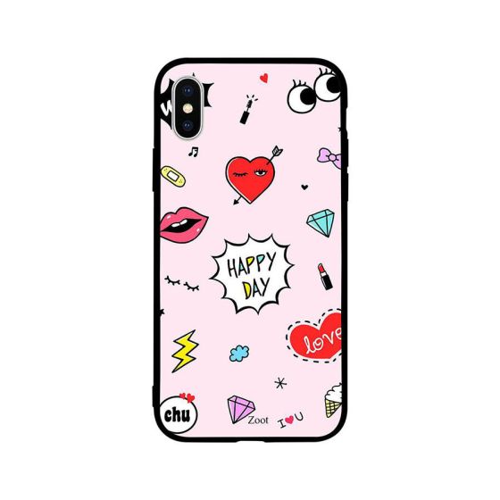 جراب ظهر بطبعة عبارة Happy Day لابل ايفون XS ماكس