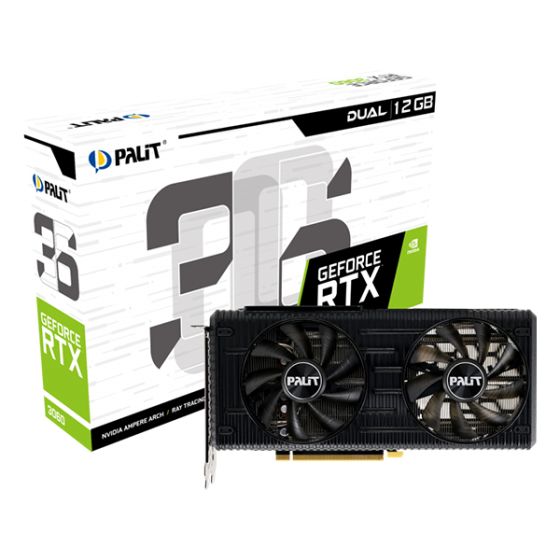 كارت شاشة جرافيكس باليت انفيديا جي فورس  RTX 3060، سعة 12 جيجا GDDR6 مزدوج - اسود
