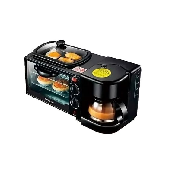 Sokany 3-in-1 Breakfast Maker, 12 Liters, 1250 Watt, Black - Sk-145