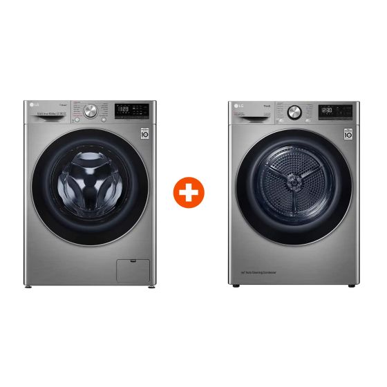 LG Vivace Front Load Automatic Washing Machine, 10.5 KG, Silver- F4V5RYP2T, with Condenser Dryer, 10.1Kg, Inverter, Platinum - RH10V9PV2W