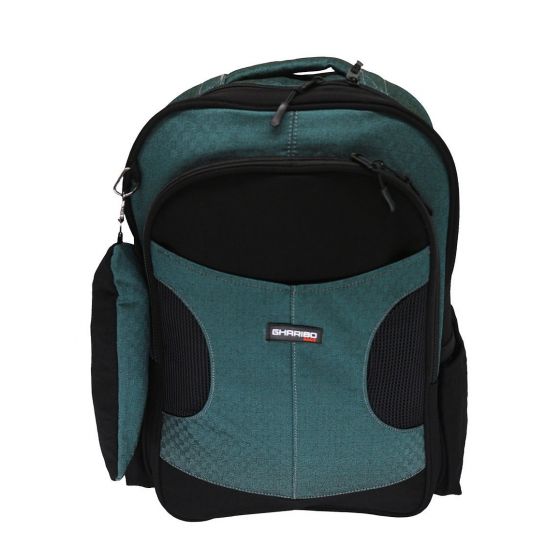 Gharibo Bags School Backpack With Pencil Case for Kids, Solid Pattern - Turquoise and Black
