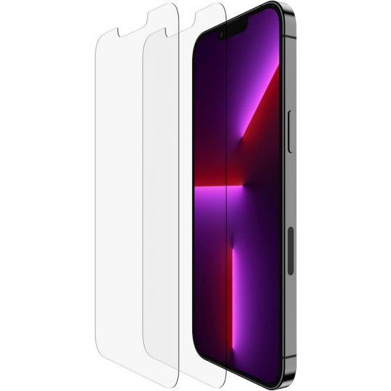 Belkin Tempered Glass Screen Protector for Apple iPhone 13 Pro Max and 14 Plus, Transparent - 2 Pieces
