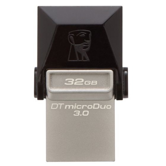 Kingston Data Traveler Micro Duo OTG USB 3.0 Flash Drive, 32GB, Black - DTDUO3