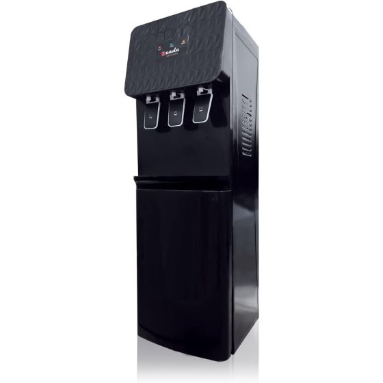 Zada 3 Faucets Water Dispenser With Cabinet, Hot, Cold and Neutral, 120W, Black - ZWD-201c