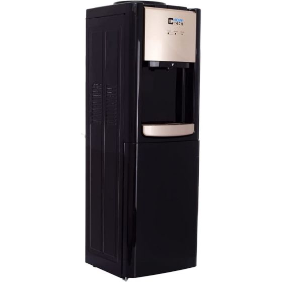 HomeTech Hot, Cold and Normal Water Dispenser with Refrigerator, Black - HT96LBB