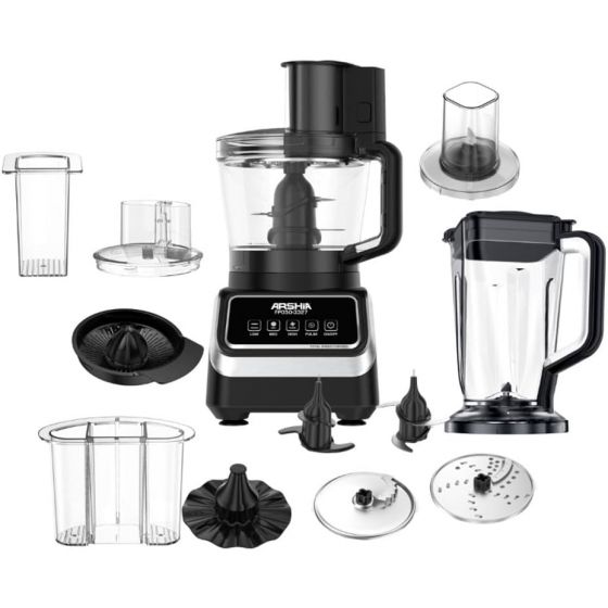 Arshia Food Processor with Attachments, 1000W, Black - FP050-3327