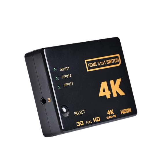 3 to 1 HDMI Switch, 4K - Black