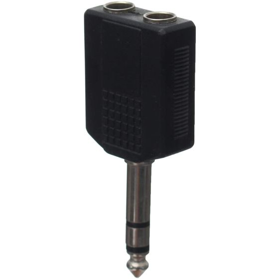 Dual AUX 3.5 mm Female to Stereo AUX  6.5 mm Male Audio Splitter- Black