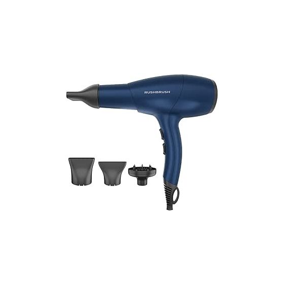 Rush Brush D3 Ultra Hair Dryer with Attachments, 2400 Watt, 3 Temperatures - Navy