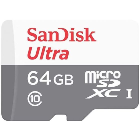 SanDisk Ultra Lite MicroSD Memory Card, 64GB, White Grey- SDSQUNR-064G-GN3MN