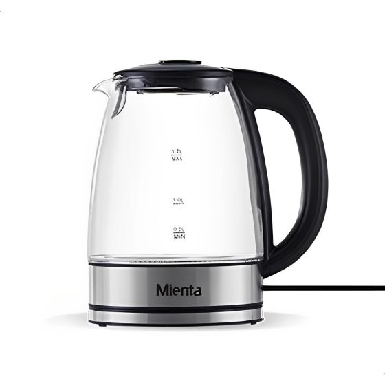 Mienta Glass Kettle, 1.7 liter, Silver - EK201120A