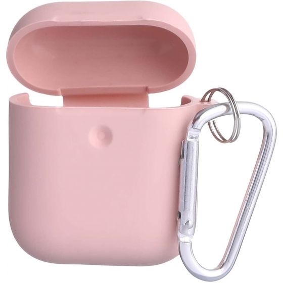 Silicon Airpods Protective Case with Hanger - Pink