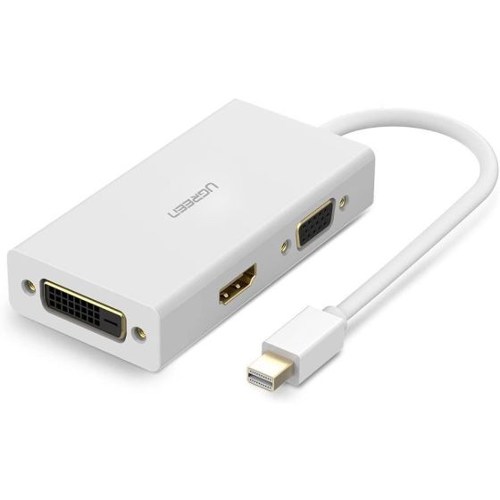 محول ديسبلاي بورت ميني إلى HDMI وVGA وDVI يوجرين، ابيض - 20417