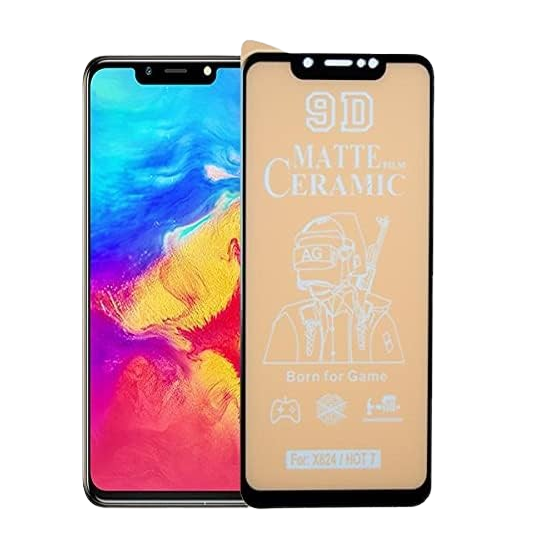 شاشة حماية سيراميك 9D لانفينكس هوت 7 X624 - شفاف بإطار اسود