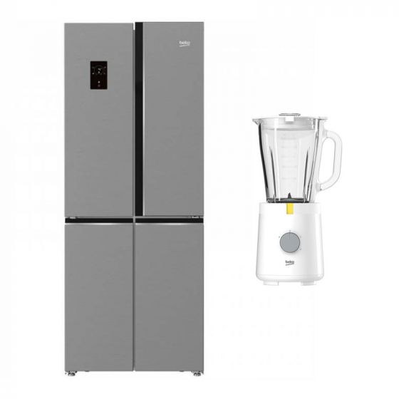 Beko No Frost Side By Side Refrigerator, 480 Liters, Stainless Steel - GNE480E20ZXPH, with Blender, 1.5 Liters, 600 Watt - TBN 62608 W