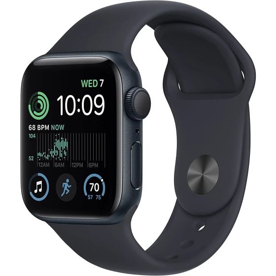 Apple Watch SE 2nd Gen 40mm Smart Watch with GPS Midnight Aluminum Case - Midnight Sport Band
