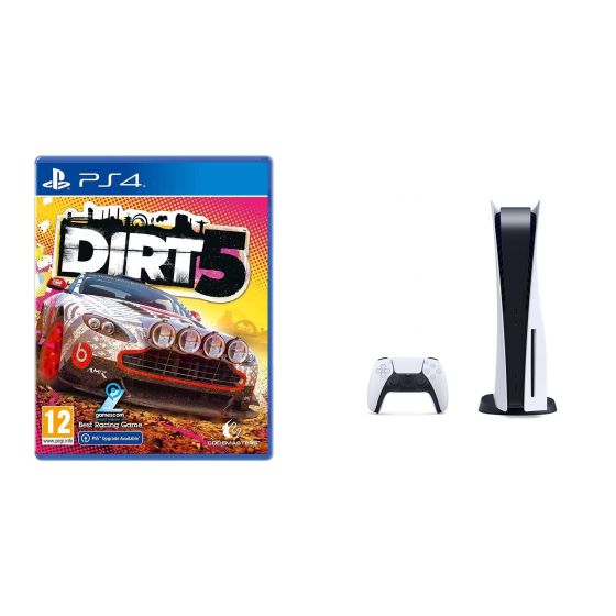 Sony PlayStation 5, 1 Wireless Controller, White - CFI-1016A01 MEE, with Dirt 5 for PlayStation 4