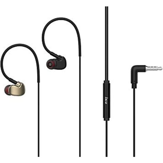 IKU X2 Wired In Ear Earphones with Microphone - Black-Gold