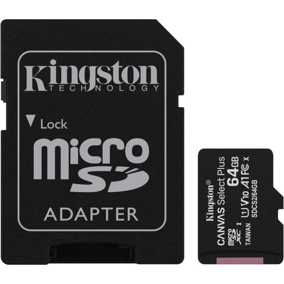 Kingston Select Plus Micro SD Memory Card, 64GB, Black - SDCS2/64GB