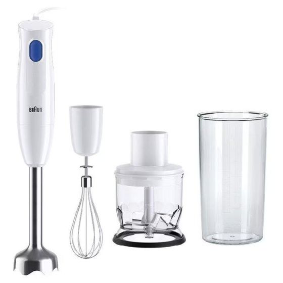 Braun MultiQuick 1 Hand Blender with Chopper, 450 Watts, 350ml, White and Blue - MQ10.202M