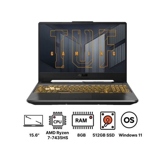 Asus TUF A15 FA506NFR-HN007W Gaming Laptop, AMD Ryzen 7-7435HS, 512GB M.2 NVMe PCIe 4.0 SSD, 8GB RAM, 15.6 Inch, FHD, 144Hz, Nvidia GeForce RTX 2050 4GB, Windows 11 - Graphite Black