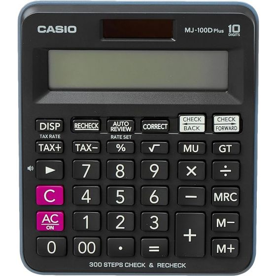 Casio Mini Digital Desktop Calculator, Black - MJ-100dplus-WA-DPW