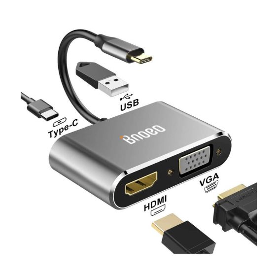 Bnoeo USB C to VGA HDMI Adapter, Black - UO-M001
