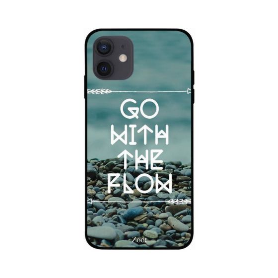 جراب ظهر زوت TPU بطبعة عبارة Go With The Flow لايفون 12