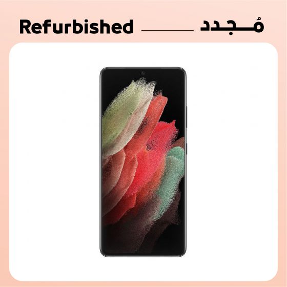سامسونج جالاكسي S21 الترا مجدد، سعة 256 جيجا، 12 جيجا رام، شبكة 5G، بشريحتين، اسود فانتوم - فئة بلاتنيوم - ضمان 12 شهر