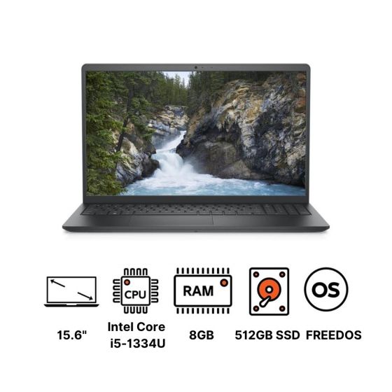Dell Vostro 3530 Laptop, Intel Core i5-1334U, 512GB SSD, 8GB RAM, 15.6 Inch, FHD, Intel UHD Graphics, FREEDOS - Carbon Black