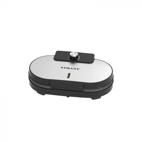 Sokany Waffle Maker, 1 Plate, 1400 Watt, Black and Silver- SK-08027