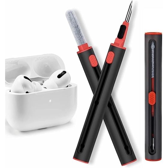 Topcious 3-in-1 Cleaning Kit for AirPods, Earphone Cleaner Kit Compatible with all AirPods with Soft Brush, Metal Tip, Sponge, Multifunction Cleaner Kit for Earbuds, AirPods, Cases (Black)