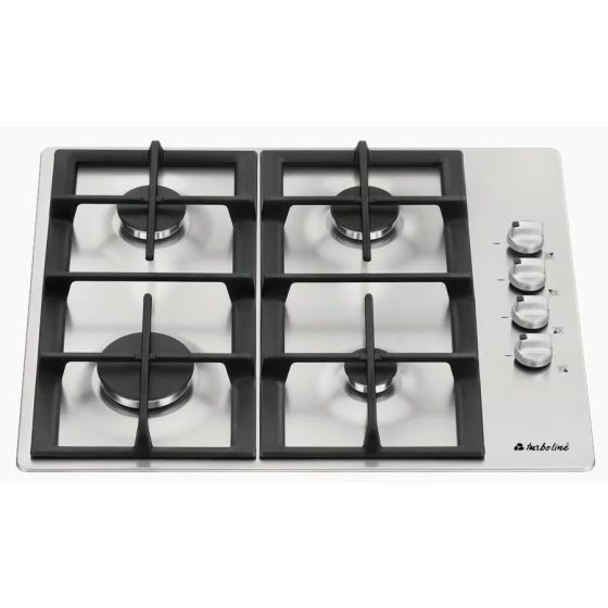 Turboline Gas Built-in Hob, 60cm, 4 Burners, Silver - TL6050GVIX