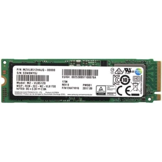 Samsung PM981 Internal Solid State Drive, 512GB, M.2, Green - ‎‎MZVLB512HAJQ-00000