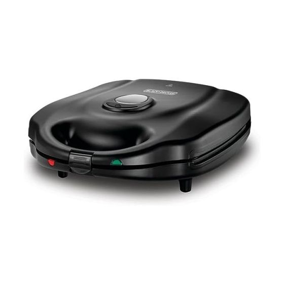 Black + Decker  3 in 1 Sandwich Maker, 6 Slices, 1400 Watt, Black- TS4130-B5
