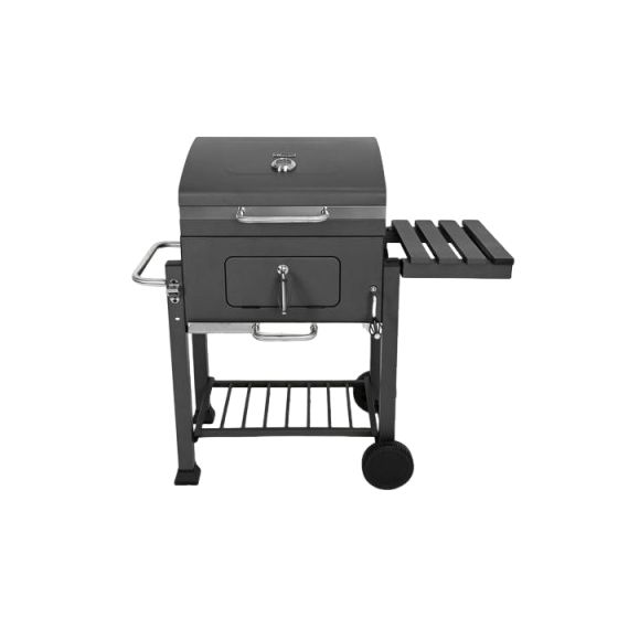 Home Large Charcoal Grill with 1 Shelf, 114.5×60×108 Cm - Black