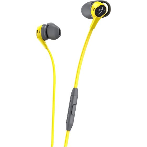 HyperX Earbuds Custom In Ear Headphones - Yellow for Portable Gaming with Mic for Nintendo Switch and Mobile Gaming