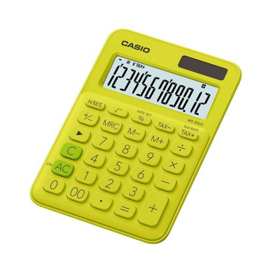 آلة حاسبة عملية كاسيو، اخضر ليموني  - MS-20UC-YG
