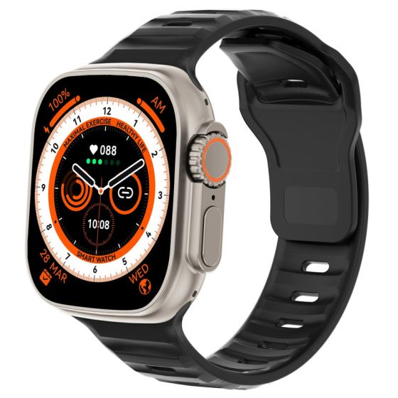Riversong Motive 5T Smart Watch, 1.9 Inch, Silver Case and Black Strap