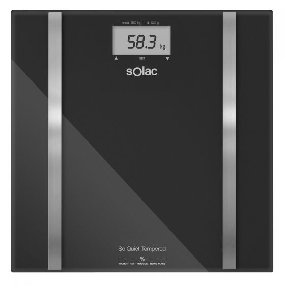 Solac So Quiet Digital Personal Scale, 180KG, Black - PD7636