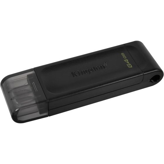 فلاش درايف USB-C كينجستون DT70، سعة 64 جيجا - اسود