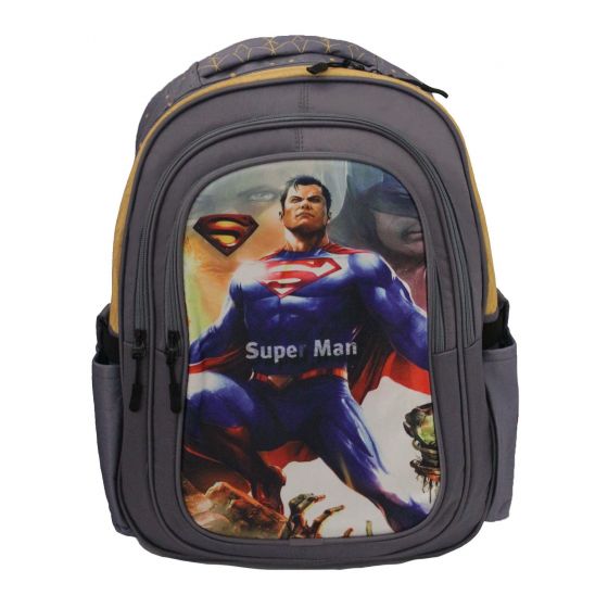Gharibo Bags School Backpack For Boys, Superman Pattern - Grey
