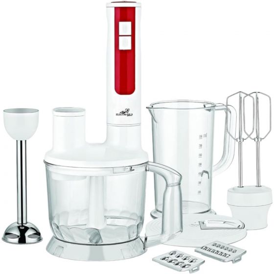 Electro Gold Hand Blender with Attchments, 1 Liter, 1200 Watt - White and Red