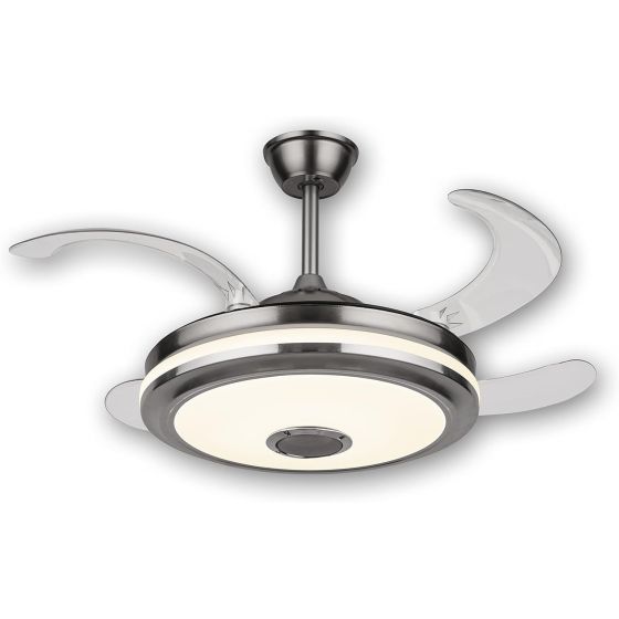 Fresh Ceiling Fan with Foldable Blades and Remote Control, 36 Inch - Metallic