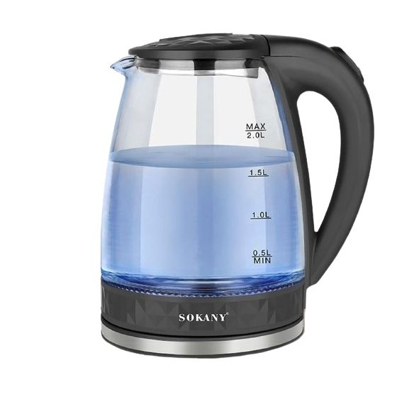Sokany Electric Kettle, 2 Liters, 1500W, Black - SK-1045