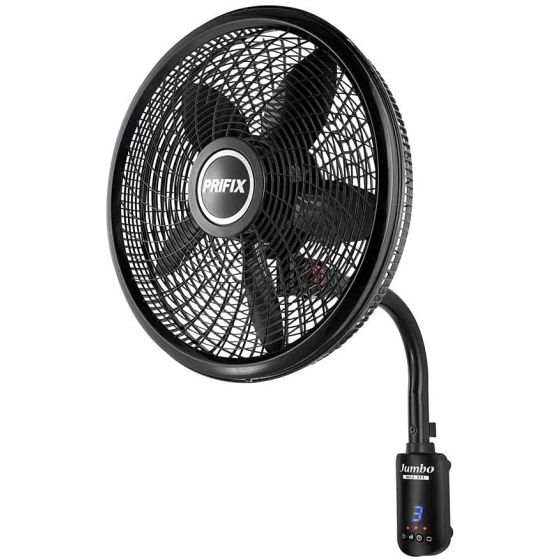 Prifix Jumbo Wall Mount Fan with Remote Control, Black - WFJ-211